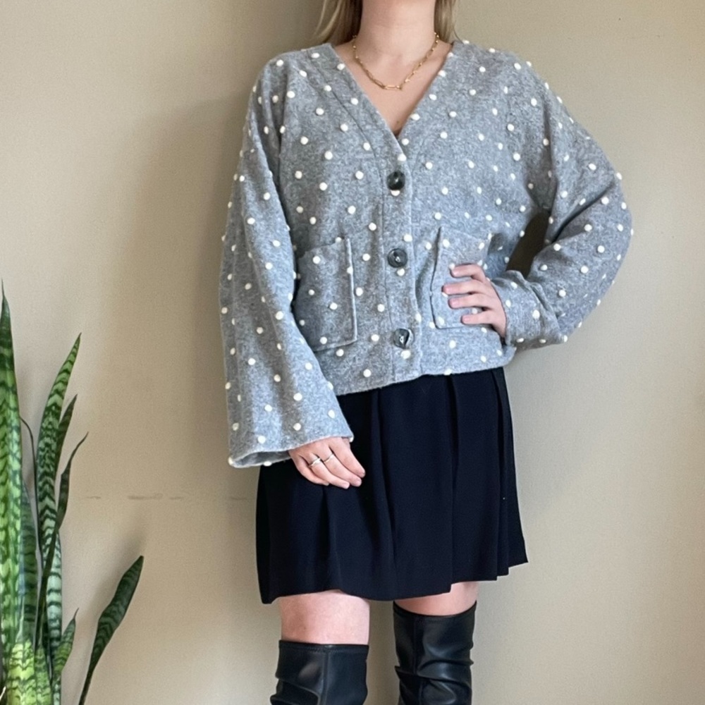 Madewell Texture and Thread Polka Dot Sweater Cardigan